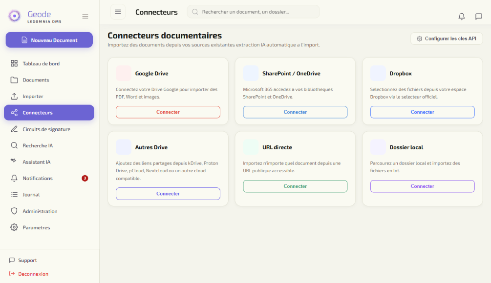 Application Geode - Connecteurs